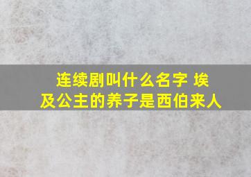 连续剧叫什么名字 埃及公主的养子是西伯来人